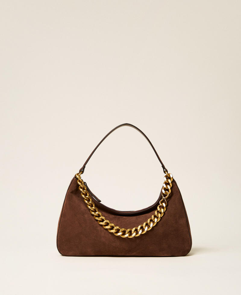 Liliane medium suede bag "Dark Coffee" Brown Woman 999TB7015_06095_01