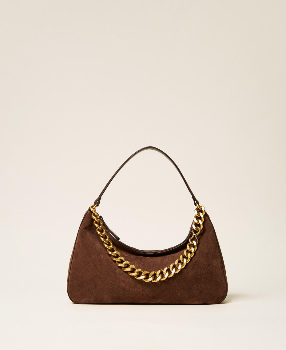 Liliane medium suede bag "Dark Coffee" Brown Woman 999TB7015_06095_01