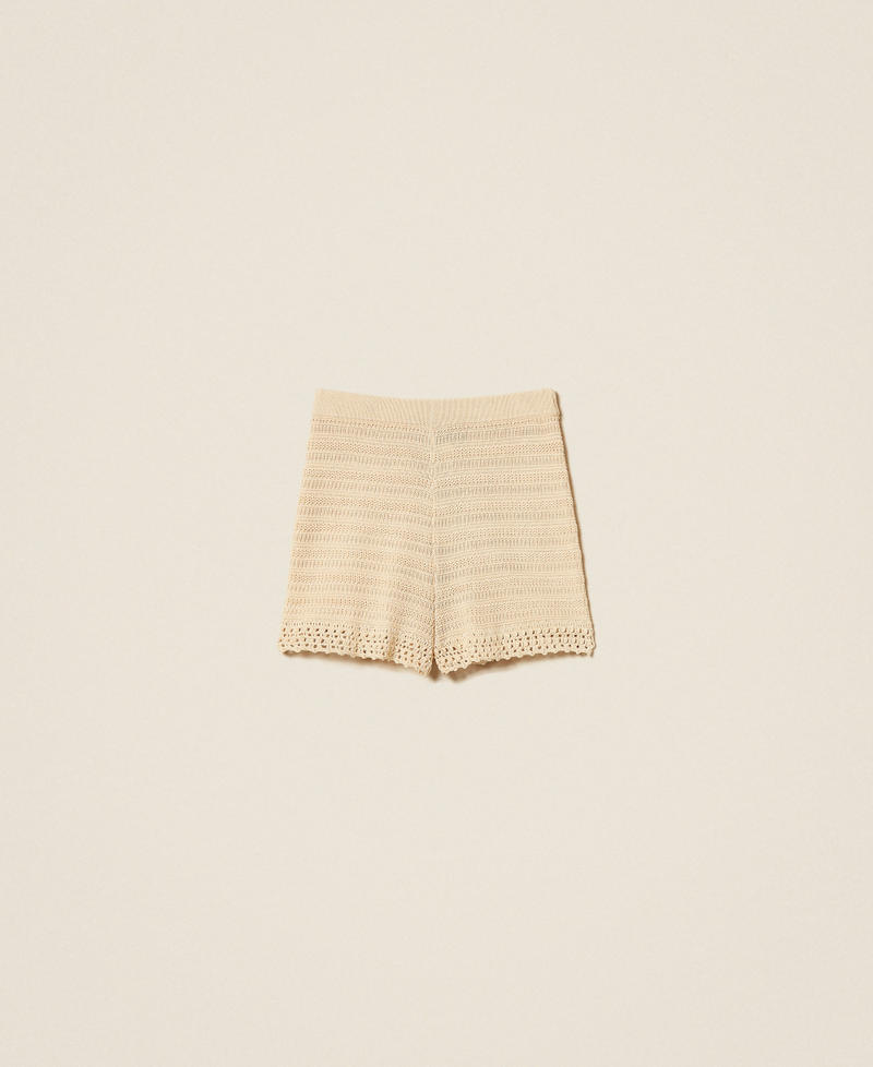 Strickshorts mit H&auml;keleinsatz &bdquo;Parchment&ldquo;-Beige Frau 261TT3064_07222_S0