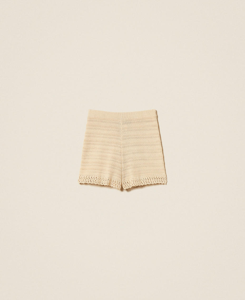 Strickshorts mit H&auml;keleinsatz &bdquo;Parchment&ldquo;-Beige Frau 261TT3064_07222_S0