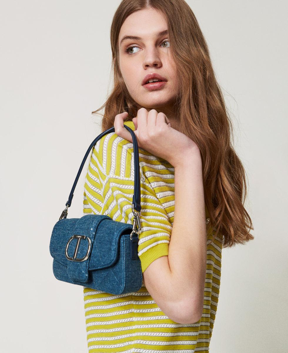 &lsquo;Amie&rsquo; denim shoulder bag with sequins Denim Woman 251TB7140_00078_T0