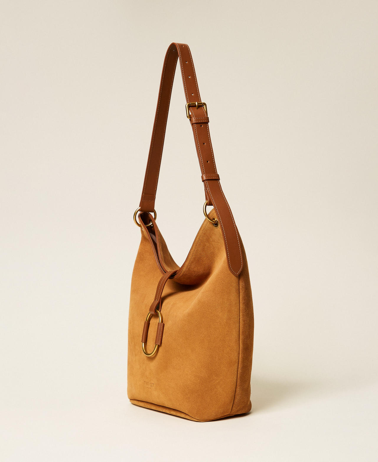 Hobo-Tasche aus Veloursleder "Bubinga Wood"-Braun Frau 262TB7150_11061_02
