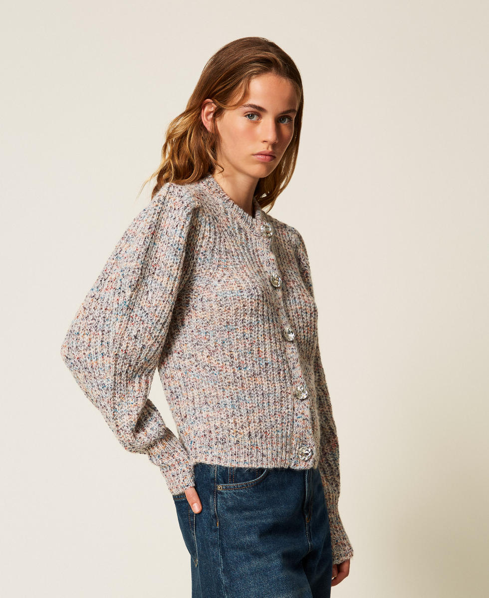 Bunter Cardigan mit Schmuckkn&ouml;pfen Tweed Multicolor Frau 252AP3060_12702_02