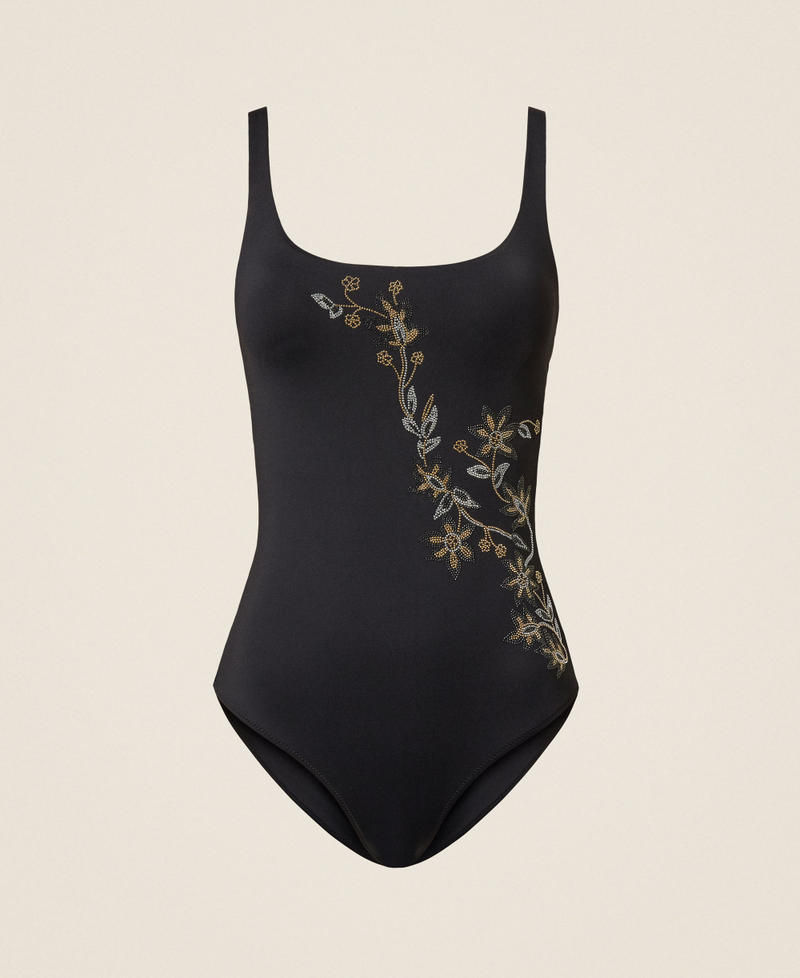 One-piece swimsuit with studs Black Woman 261LBMA01_00006_S0
