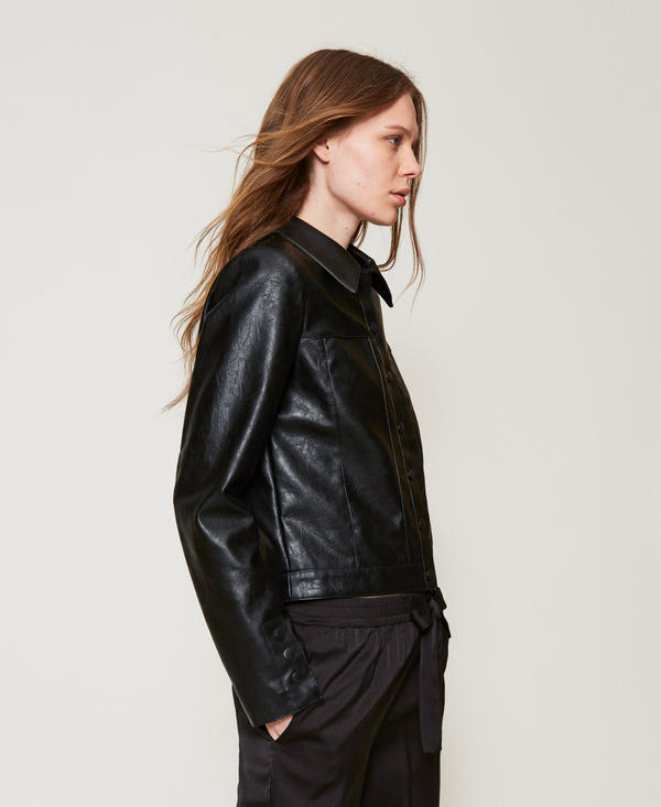 Faux cracked leather jacket