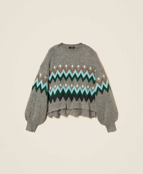 Pullover aus Jacquard mit Spitze