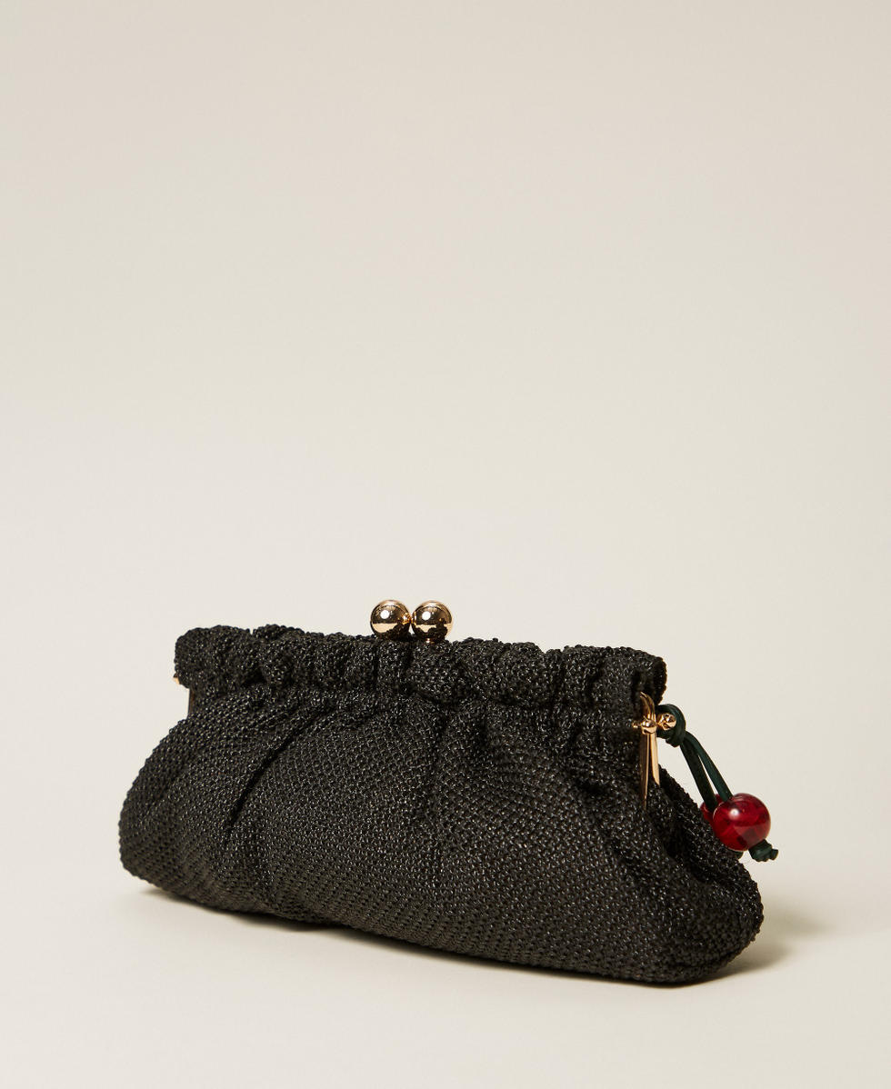Pochette en raphia avec charm Noir Femme 261TD8280_00006_03