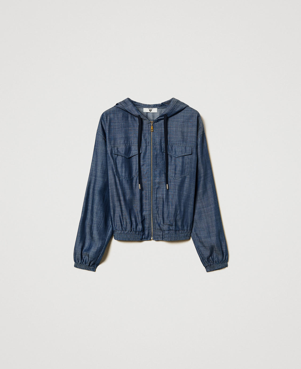 Felpa in chambray con zip Blue Denim Donna 251LL2DAA_12351_0S