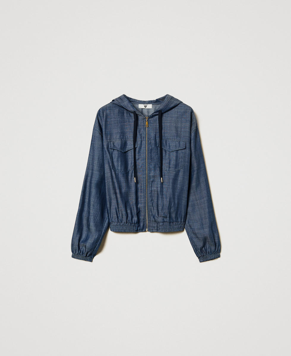 Felpa in chambray con zip Blue Denim Donna 251LL2DAA_12351_S0
