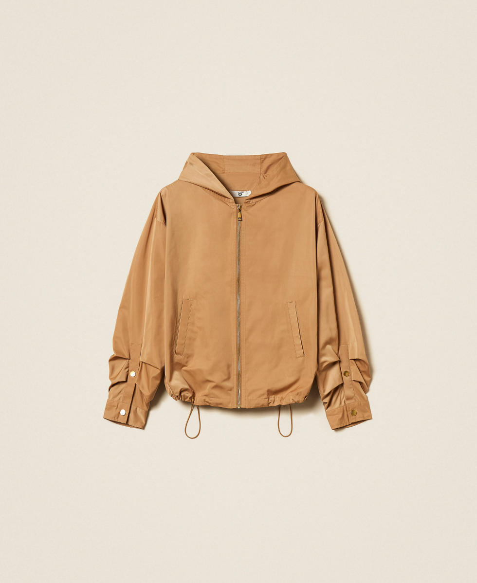 Jacke aus Taft mit Falten "Walnut"-Beige Frau 261LL2RAA_13302_S0