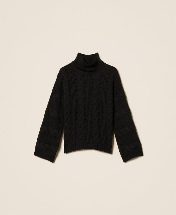 Wool blend cable knit maxi jumper