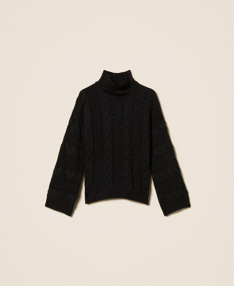 Maxijersey de lana mixta con ochos Negro Mujer 252TT3101_00006_S0