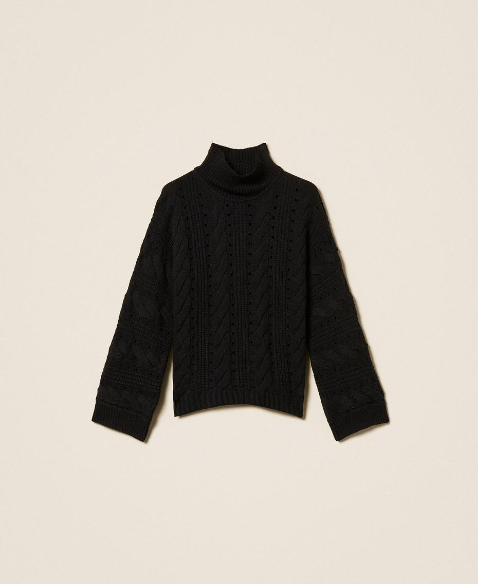 Maxijersey de lana mixta con ochos Negro Mujer 252TT3101_00006_S0