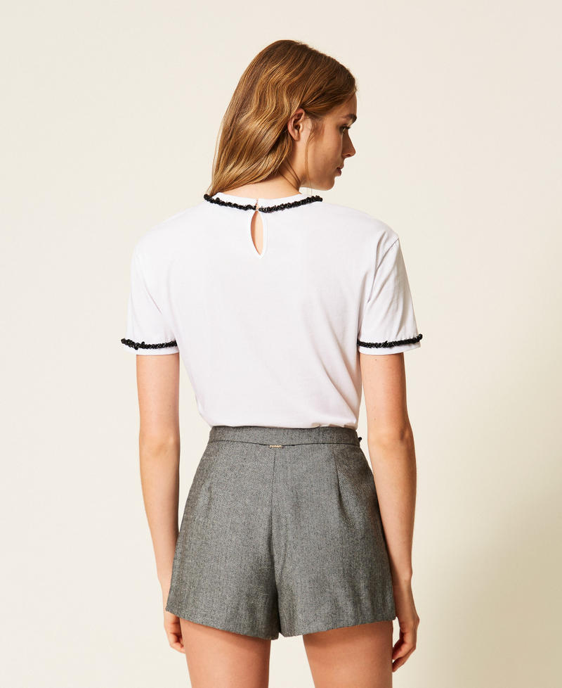 T-shirt con passamaneria e fiocco Bianco "Lucent White" Donna 262TT2550_11271_03