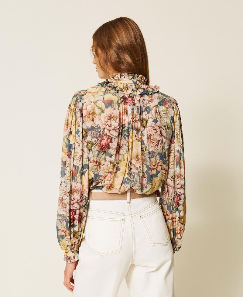 Camicia in creponne a fiori Flowers Blu Indigo / Multicolor Donna 262TT2611_14099_03