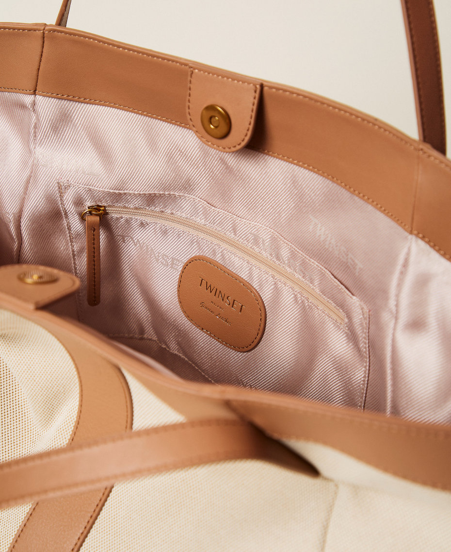 Borsa shopper in canvas e pelle Beige "Rope" Donna 261TD8530_12145_04