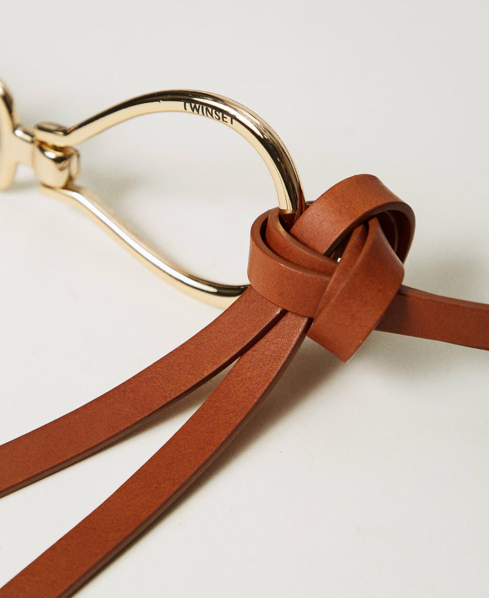 Leather belt with logo Leather Brown Woman 251TO5420_00057_02
