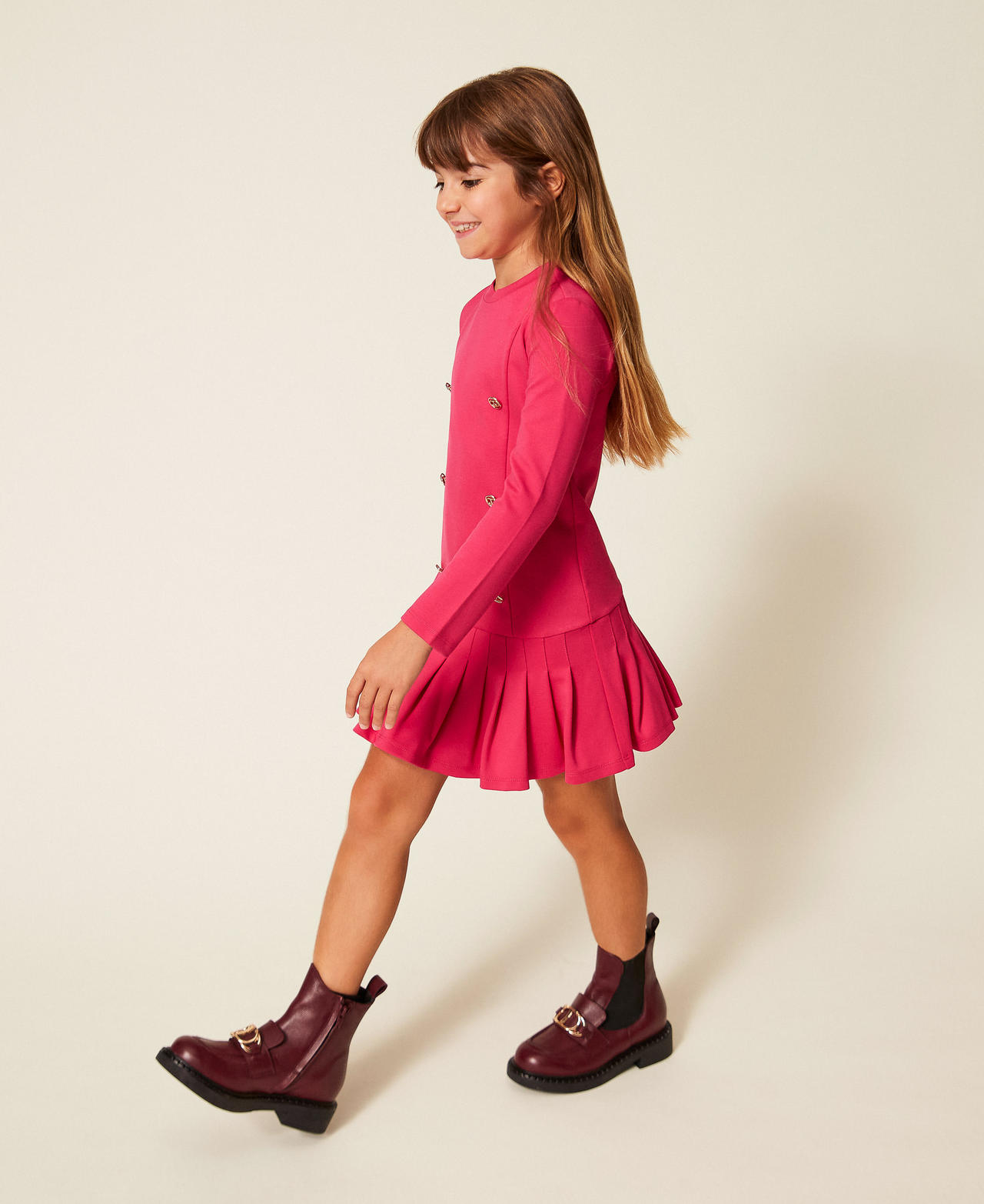 Girls' short dress with Oval T buttons Candy Rose Girl 252GB2222_00338_02