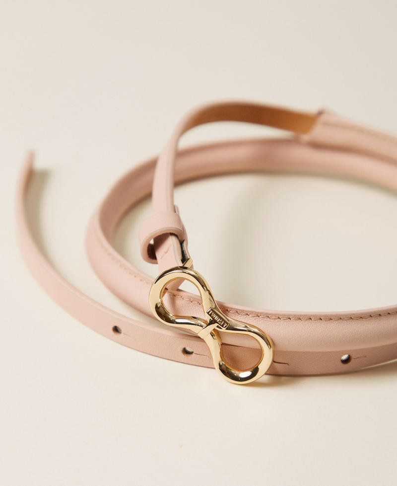 Ceinture en cuir avec boucle siglée Sable Rose Femme 261TA4180_00570_02