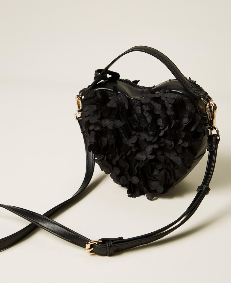 Heart-shaped shoulder bag with flowers Black Woman 261AA7012_00006_03