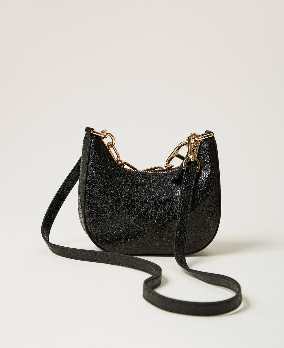 &lsquo;Mini Croissant&rsquo; laminated bag Black Woman 251TB7340_00006_03