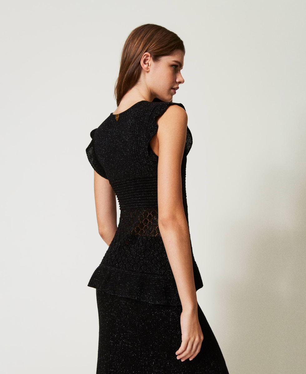 Lurex top with ruffles Black Woman 251LB3ACC_00006_03