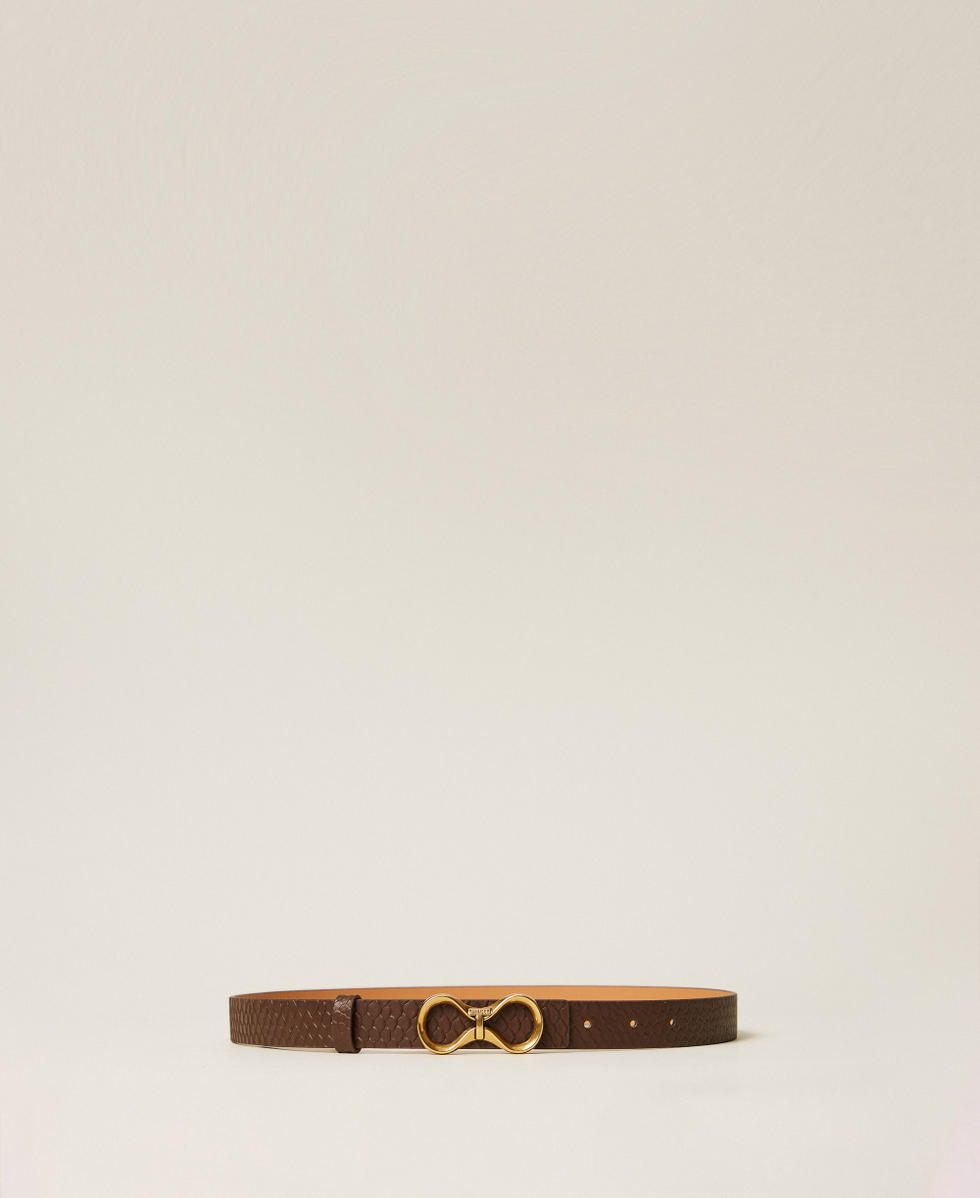 Leather belt with logo buckle Coffee Liqueur Python Print Woman 261TO5380_13524_01