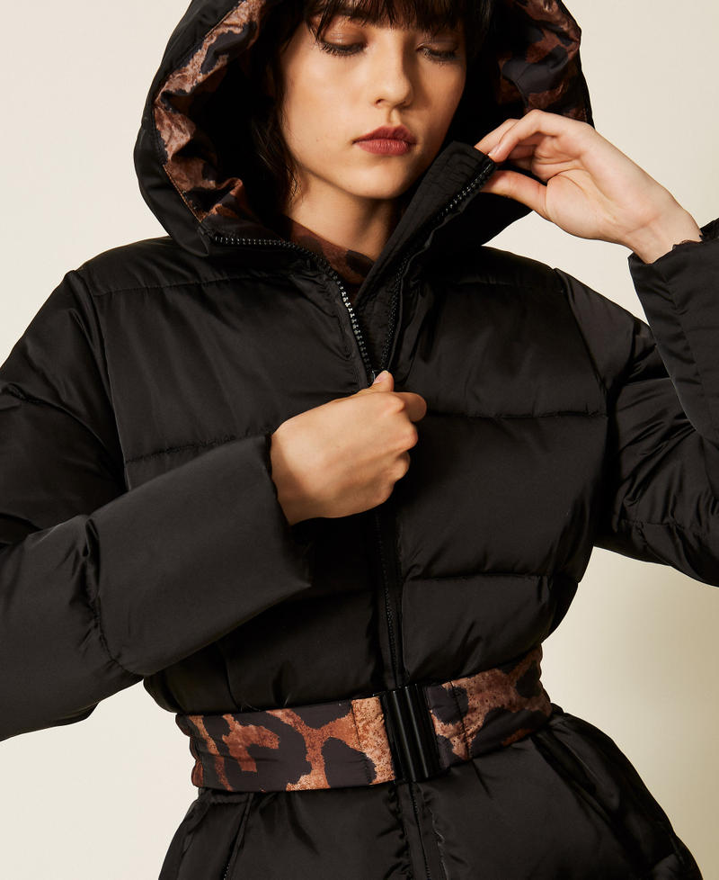 Puffer jacket with reversible belt Black Woman 262AP2530_00006_04