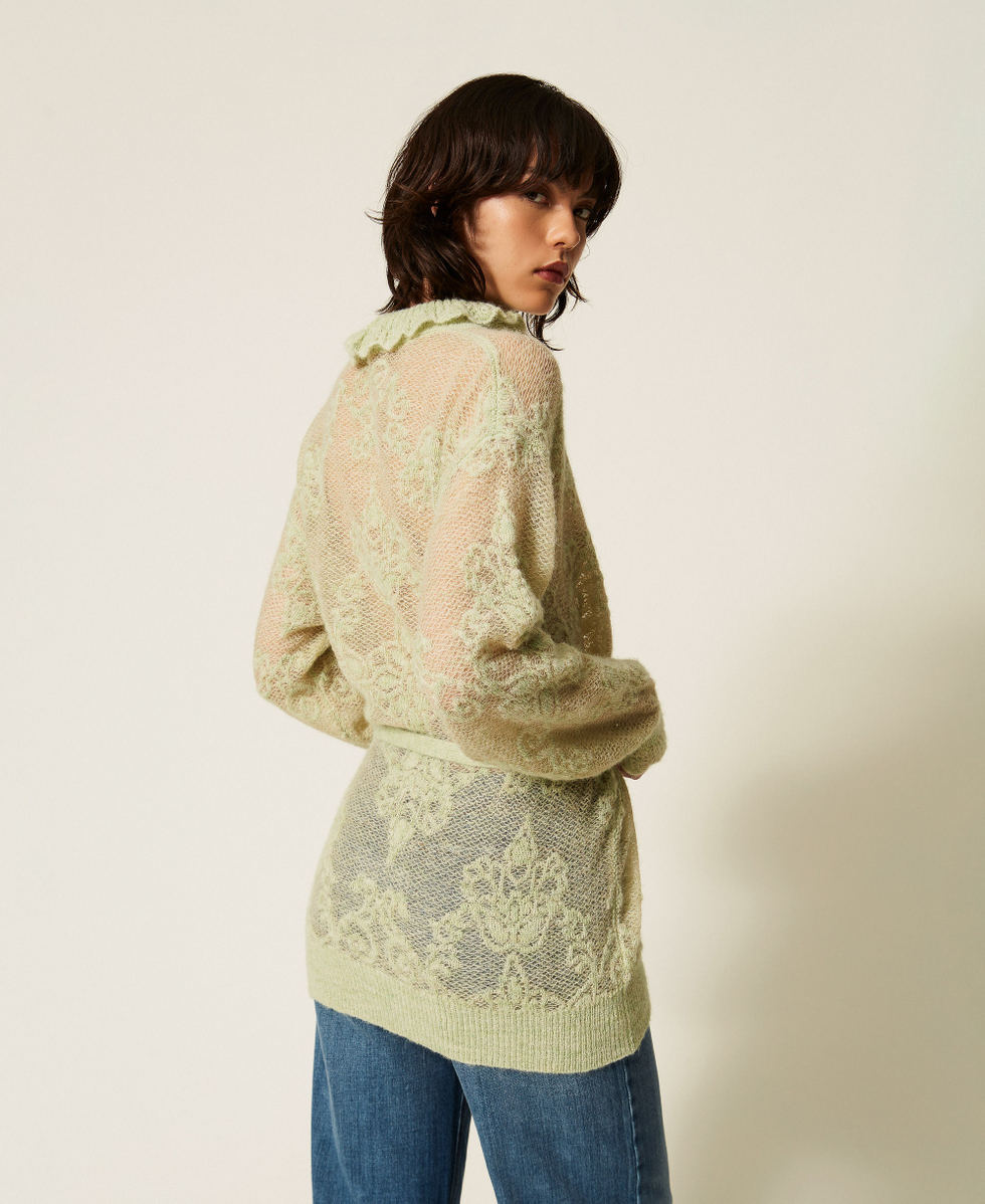 Jacquard alpaca blend maxi jumper Sage Woman 262TP3342_13618_04