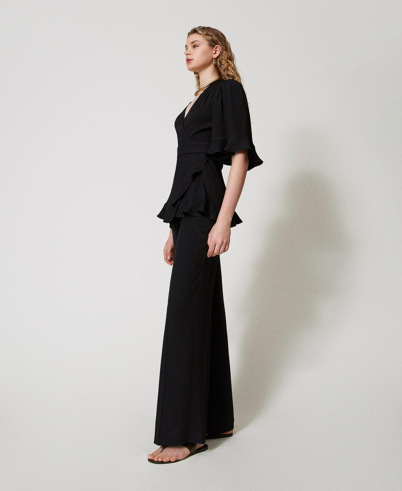 Satin palazzo trousers