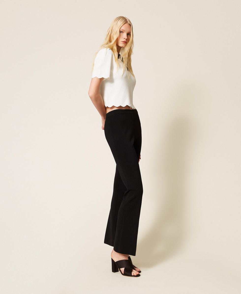 Pantalon &eacute;vas&eacute; en maille Noir Femme 261TP3130_00006_02