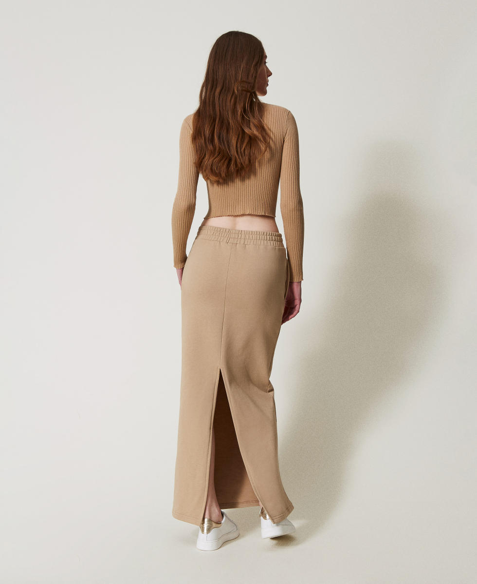 Jupe longue avec cha&icirc;ne Oval T Beige &laquo;&nbsp;Rope&nbsp;&raquo; Femme 251TE2072_12145_03