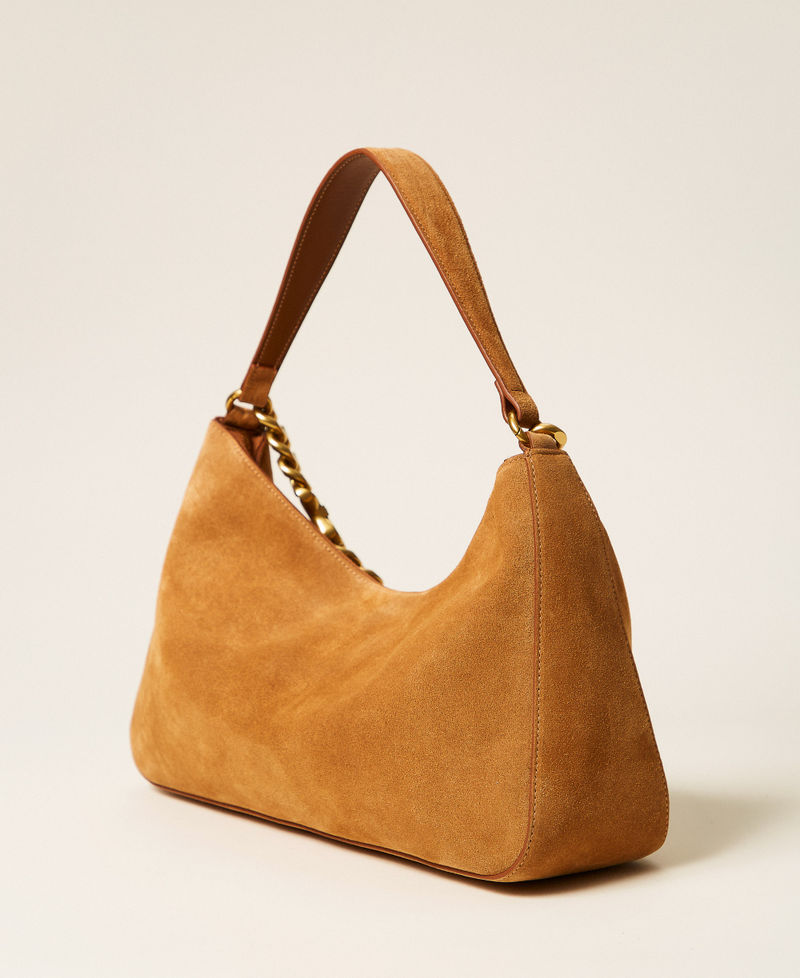 Liliane medium suede bag "Bubinga Wood" Brown Woman 999TB7015_11061_03