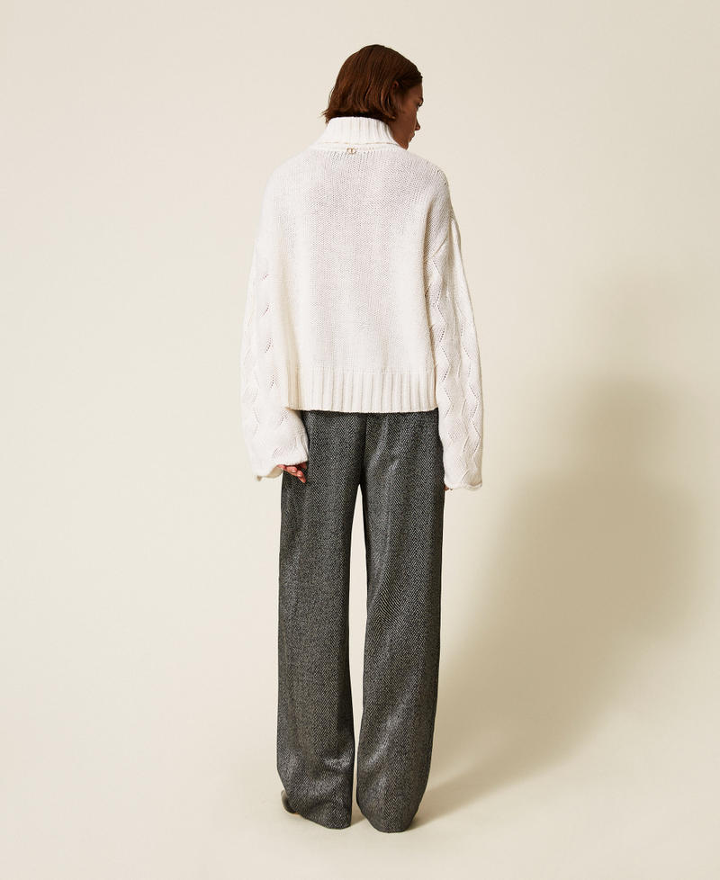 Palazzo trousers with laminated print Black Woman 252AP2353_00006_02