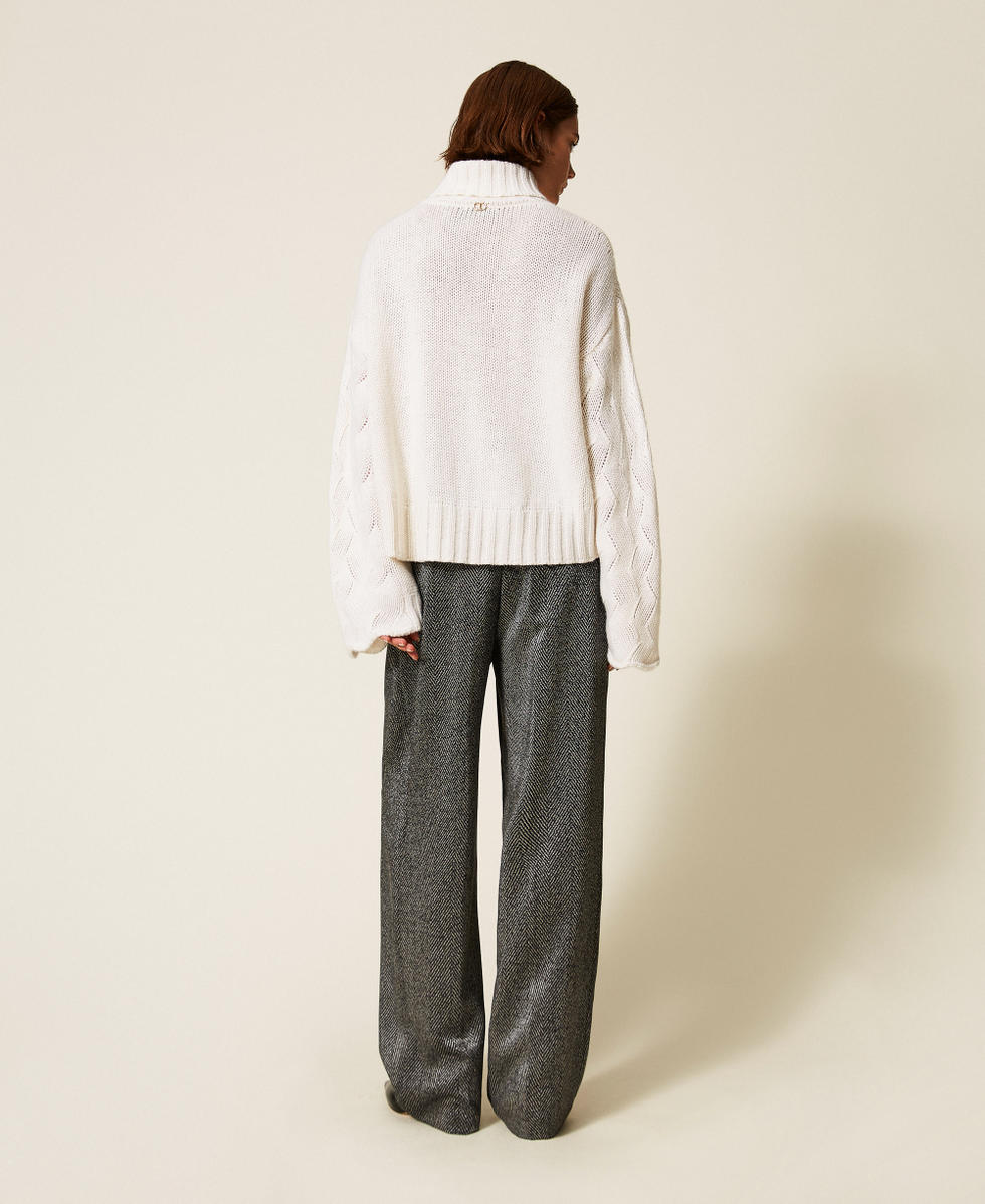 Palazzo trousers with laminated print Black Woman 252AP2353_00006_02