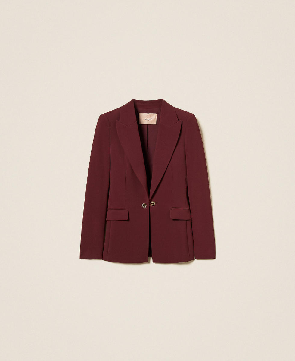Oval T cr&ecirc;pe blazer &ldquo;Wine tasting&rdquo; Purple Woman 252TP2590_05609_S0