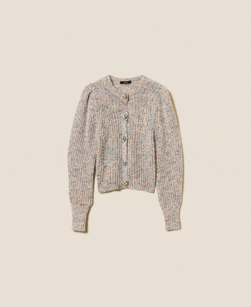 Bunter Cardigan mit Schmuckkn&ouml;pfen Tweed Multicolor Frau 252AP3060_12702_S0