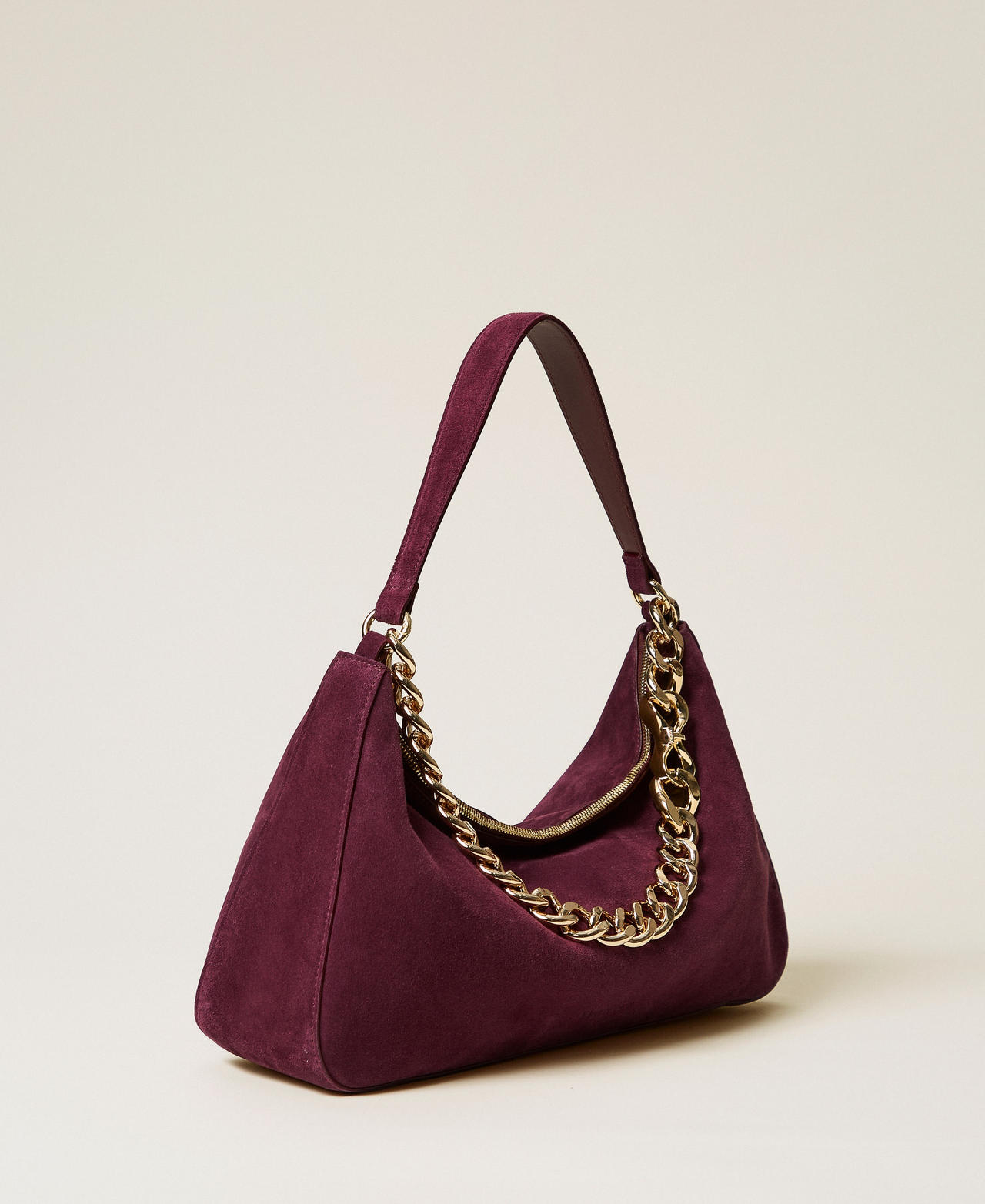 'Liliane' medium suede bag &ldquo;Wine tasting&rdquo; Purple Woman 252TB7162_14241_01