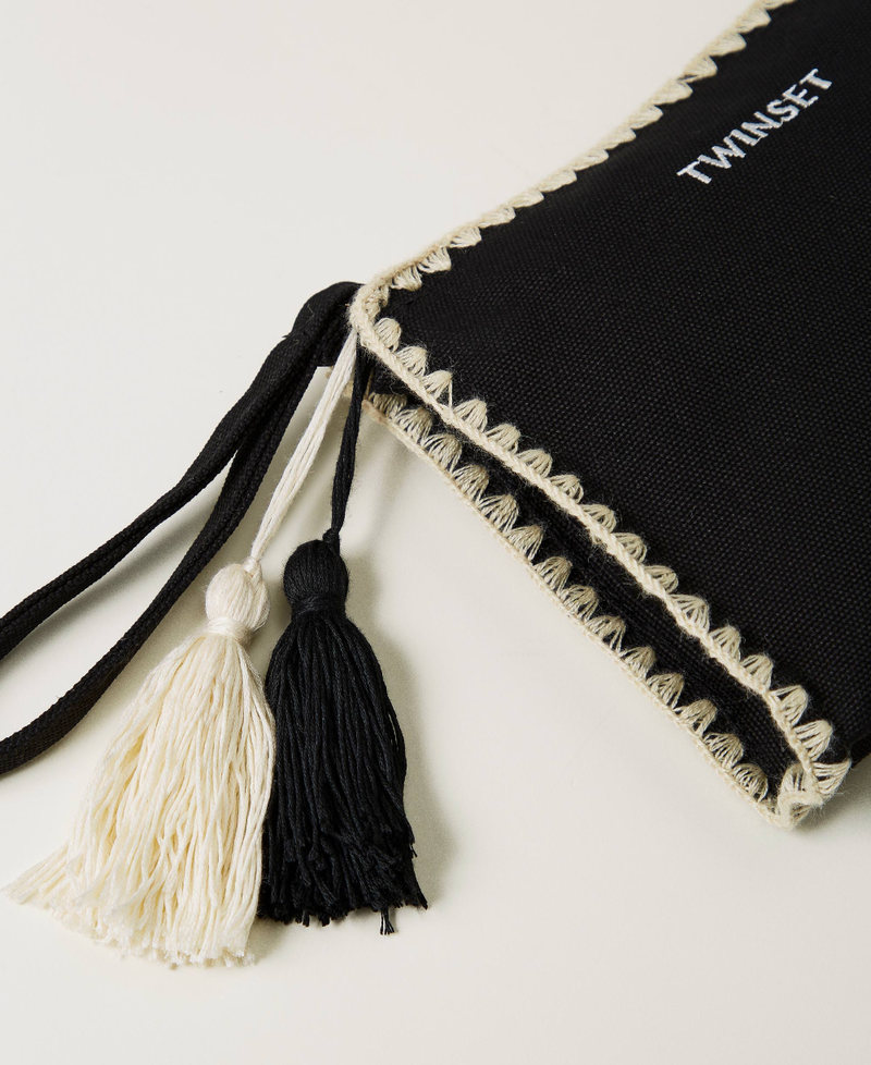 Pochette in canvas con ricamo Nero Donna 251LB7AGG_00006_02
