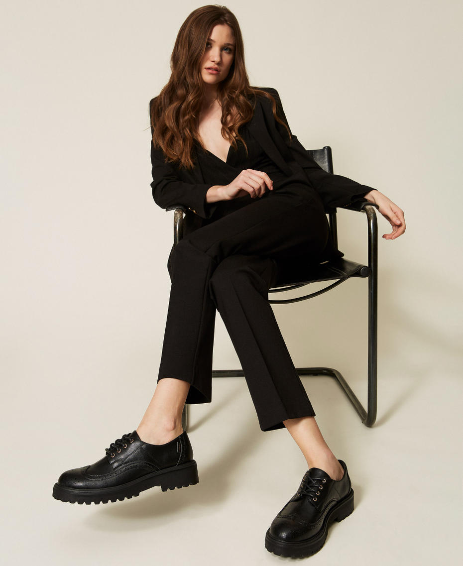 Lace-up shoes with logo Black Woman 252TCP202_00006_T0