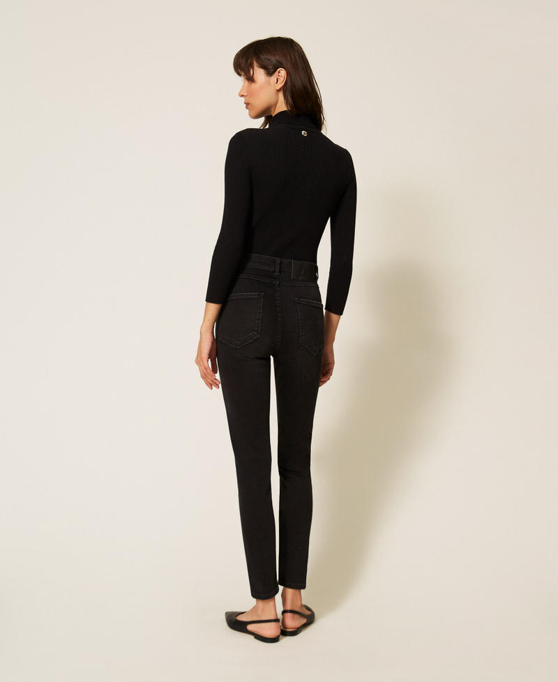 Skinny jeans with zip Black Denim Woman 261AP2480_01103_03