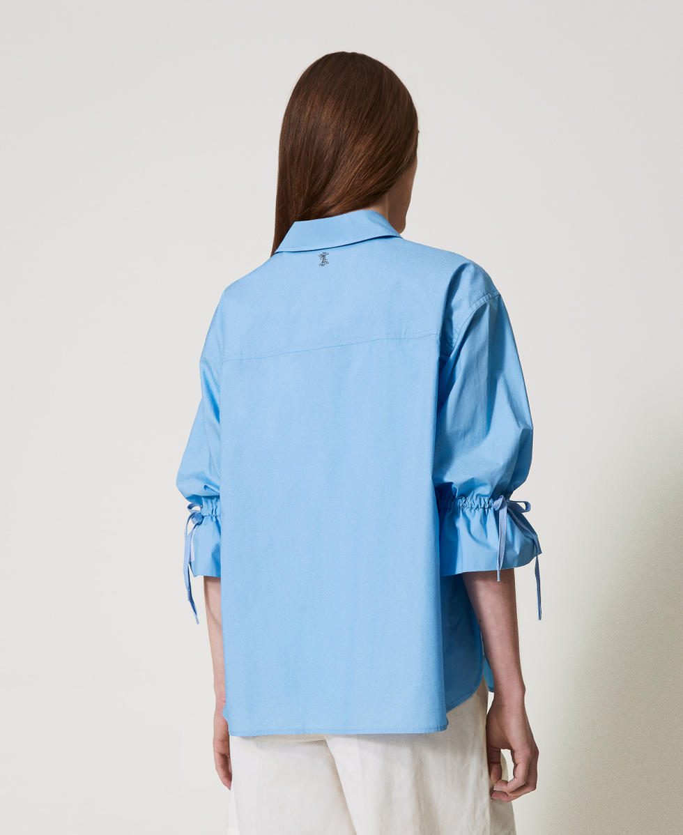 MYFO floral shirt with drawstring Deep Light Blue Woman 251AQ2012_10583_04