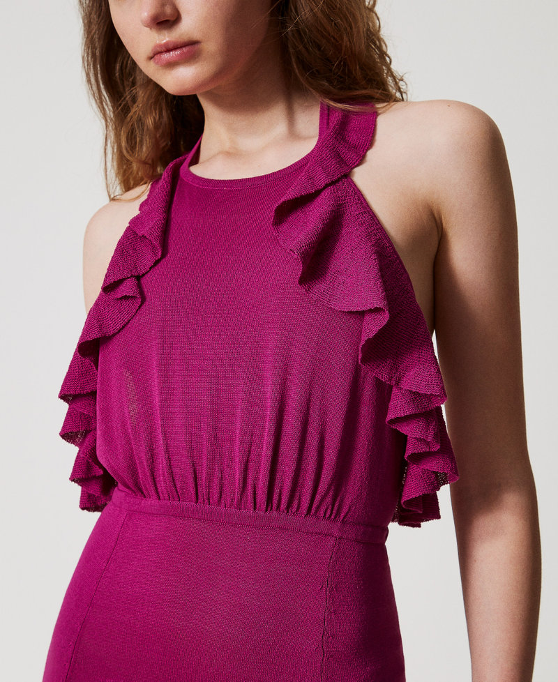 Long knit dress with flounces