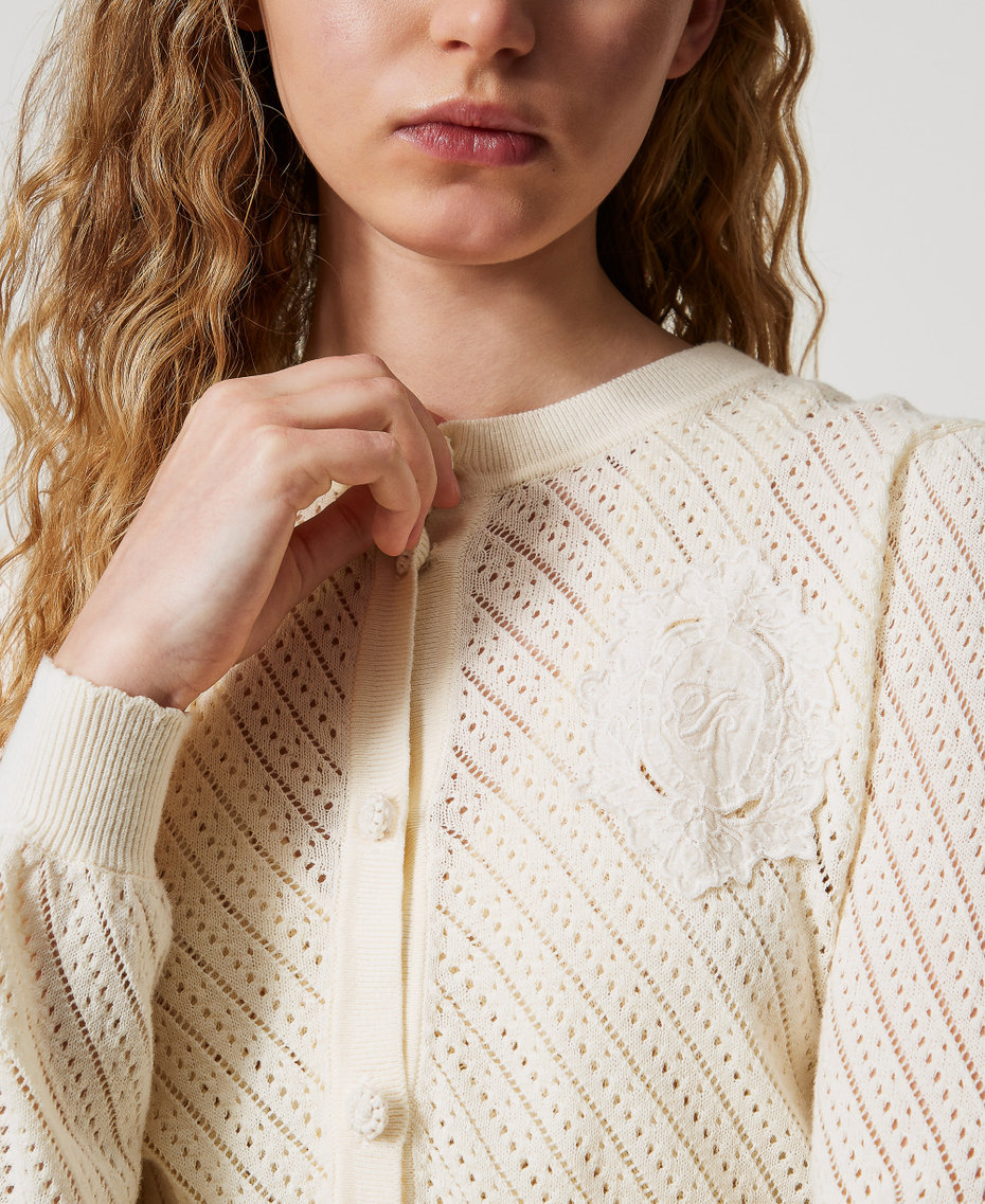 Cardigan with embroidered patch White Snow Woman 251TT3132_00282_05