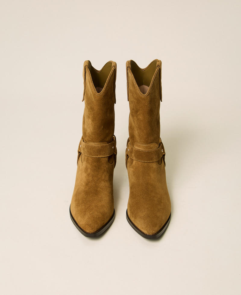 Cowboy-Stiefelette aus Veloursleder &bdquo;Oak&ldquo;-Beige Frau 262TCP126_05065_04