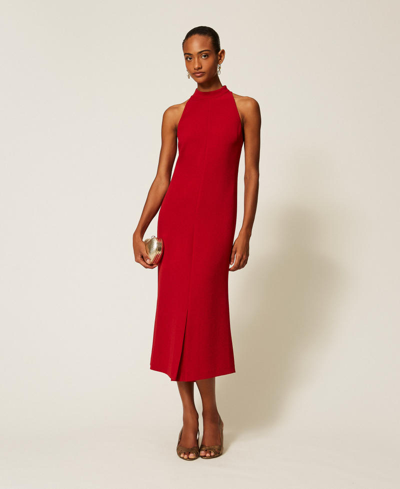 Langes Neckholder-Kleid aus Cr&ecirc;pe Bloody Mary Frau 262TT2260_13464_T0