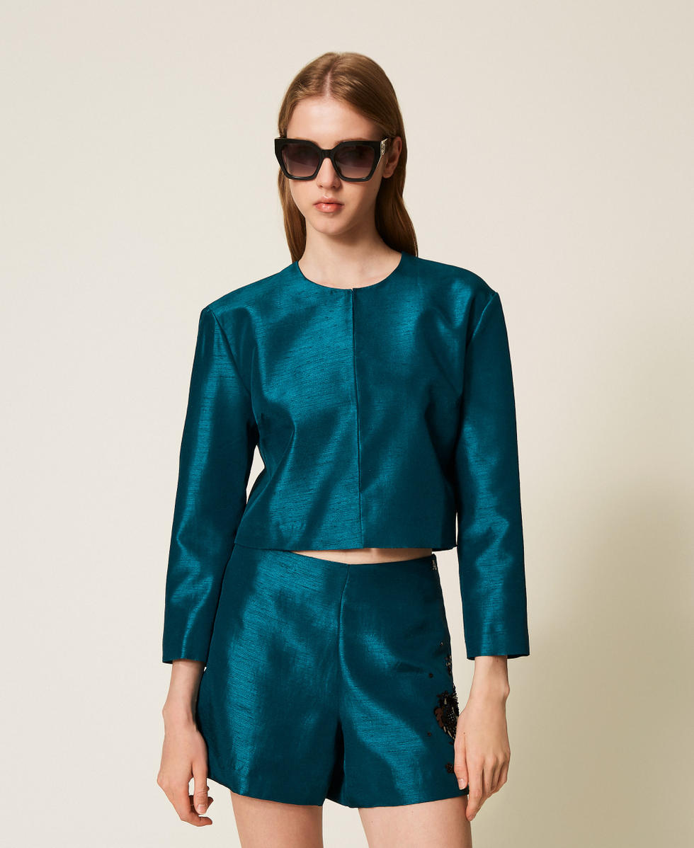 Shantung jacket Green Heron Woman 252AP2187_12557_01
