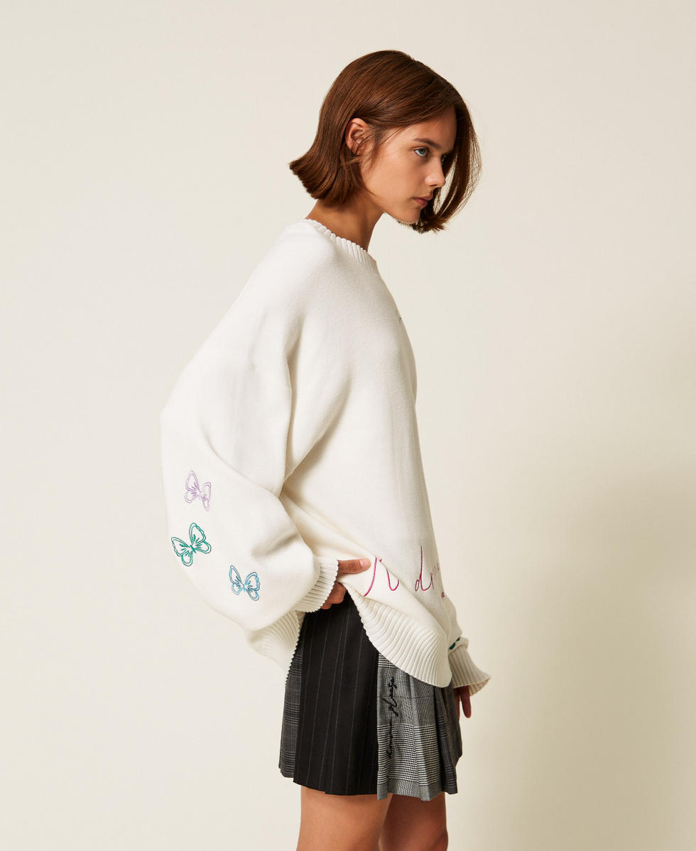 MYFO jumper with multicolour embroidery "Papers" White Woman 252AQ3070_00840_02