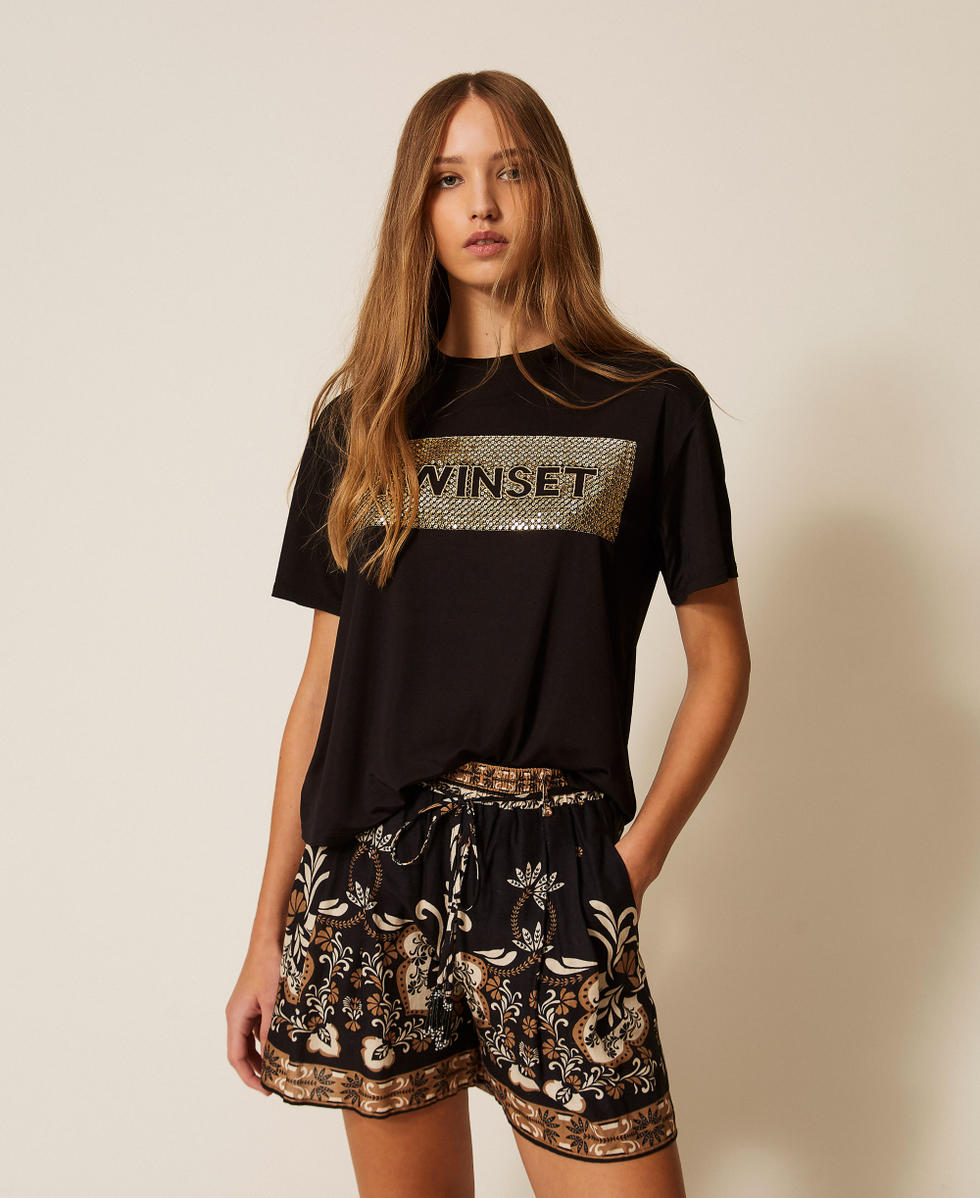 T-shirt avec logo et sequins