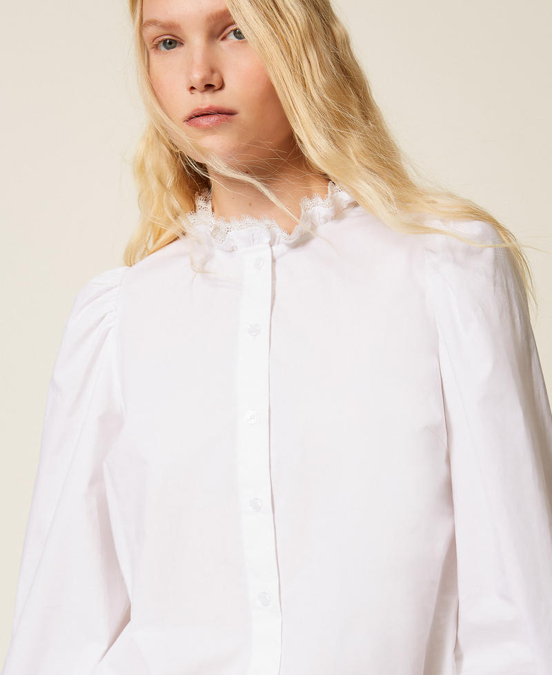 Camicia in popeline con pizzo Bianco Donna 261TP2261_00001_04